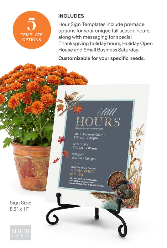 Maple & Meadow Fall Season Hours Signs