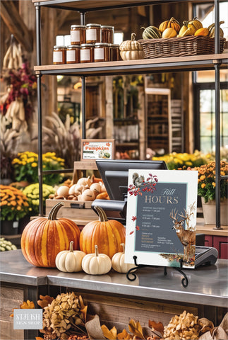 Maple & Meadow Fall Season Hours Signs
